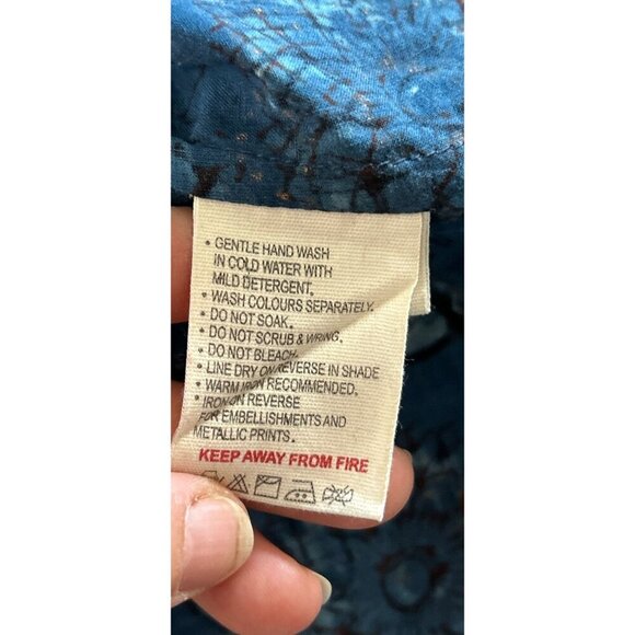 FABINDIA Printed Cotton Collared Tunic Peasant Boho Blouse Blue Size XSmall - Picture 9 of 9